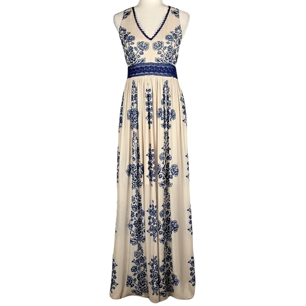 Altar'd State Blue and Cream Maxi Dress